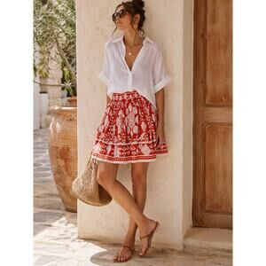Haute Hippie Linen Blend Boho Resort Skirt M